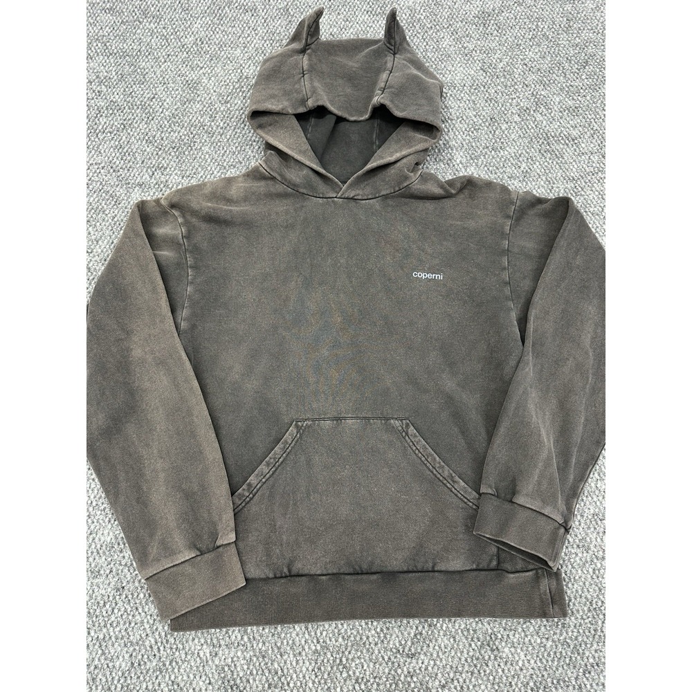 Coperni Horn Hoodie Size XS Washed Black Sweatshirt - New